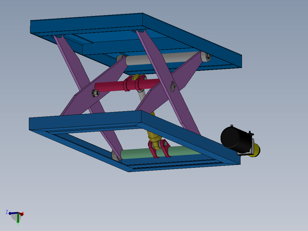 1吨单剪叉液压平台SW三维图