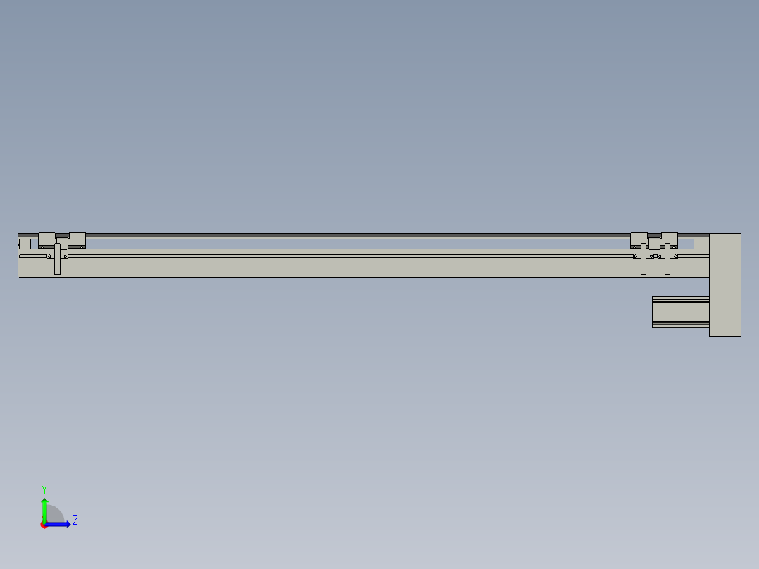 直线模组LHA6-S750-D-100W(16丝杆)设计图纸左视图