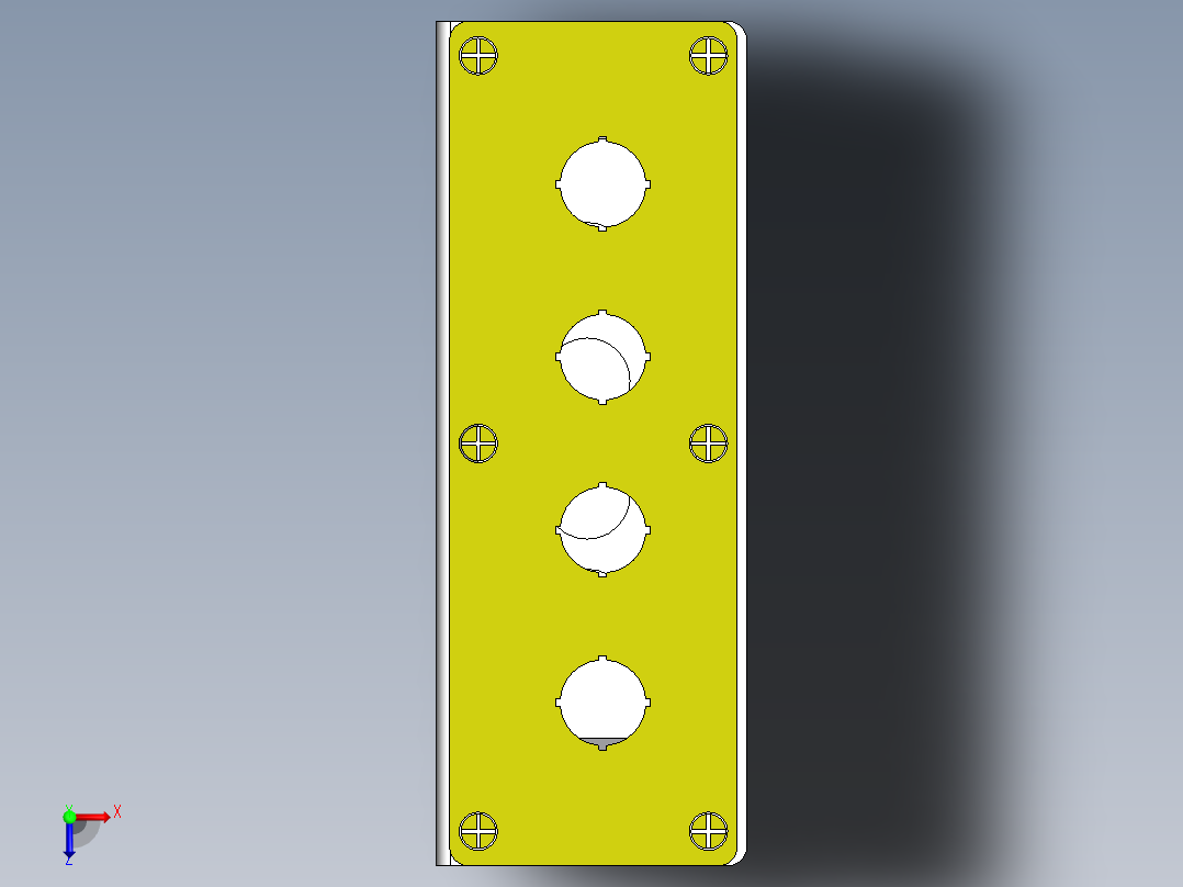 四孔按钮盒组件（天逸）俯视图