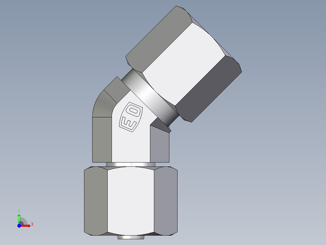 卡套式工业通用硬管接头EO_Swivel_nut_45_deg_elbow_EV06ZS71前视图
