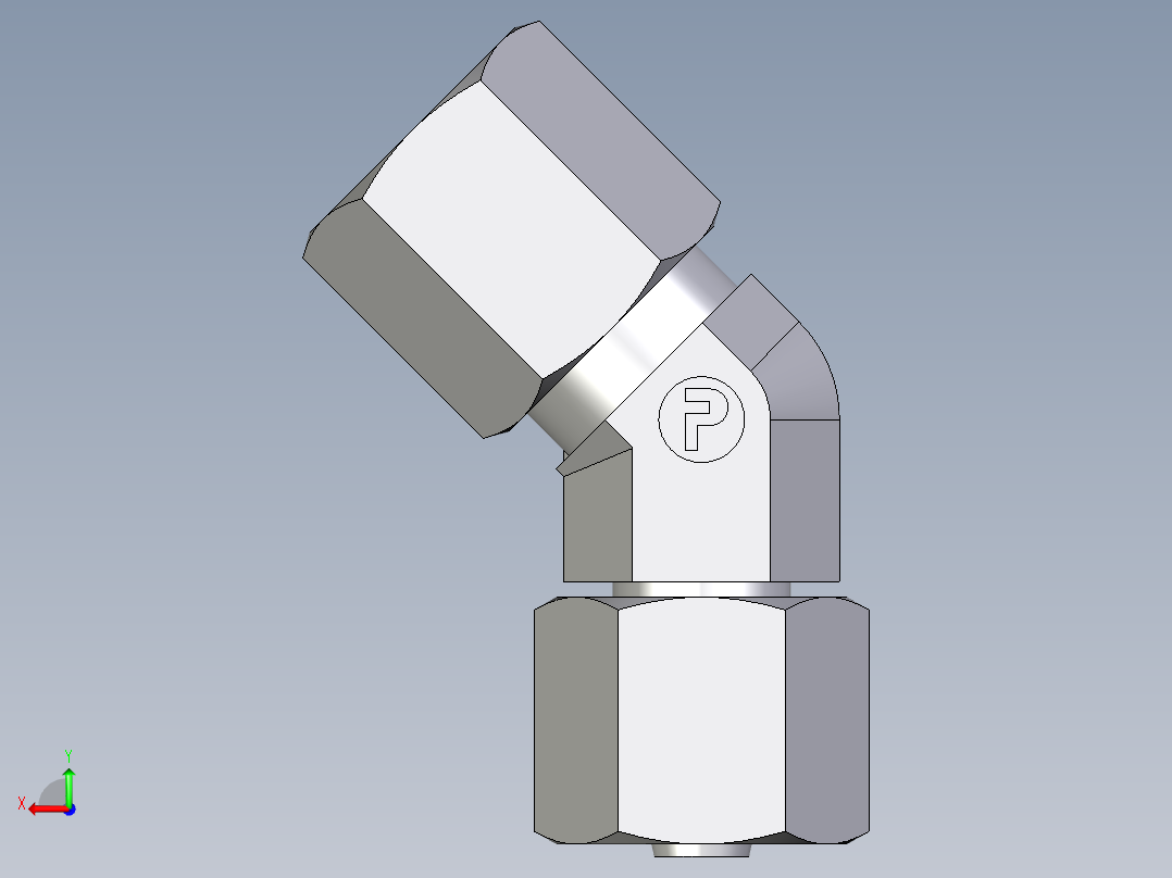 卡套式工业通用硬管接头EO_Swivel_nut_45_deg_elbow_EV06ZS71后视图