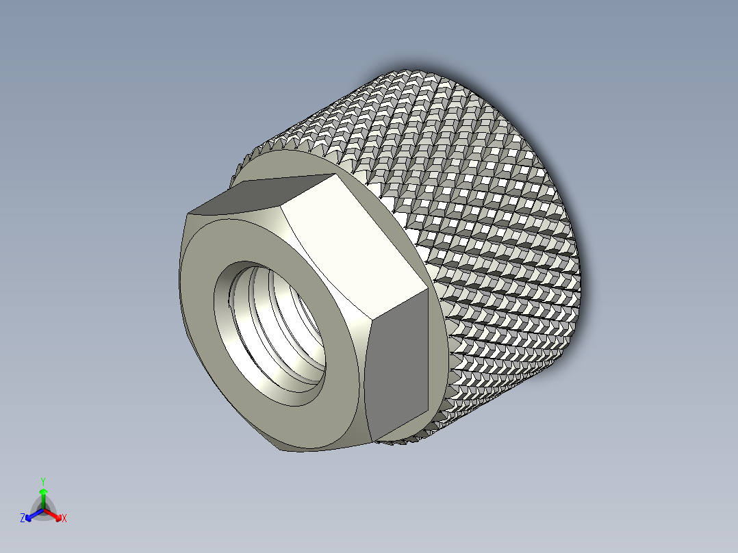 滚花螺母-M6 Knurled Nut正等轴测图