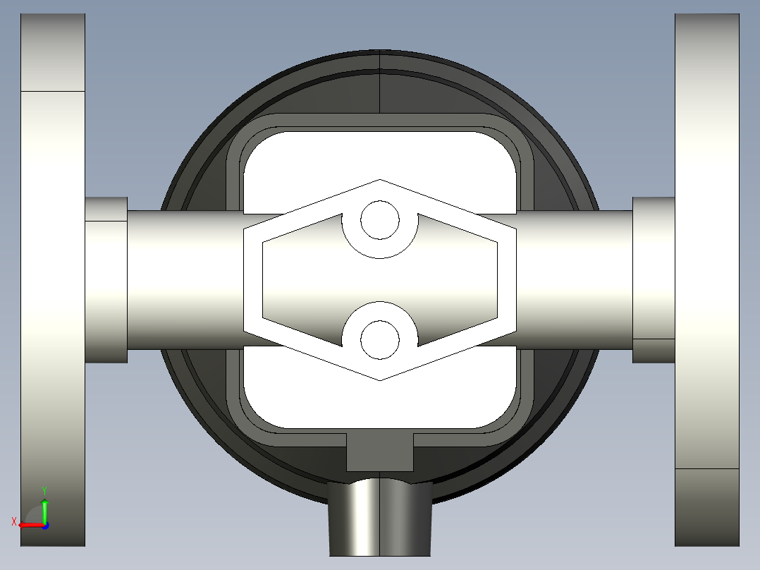 16DKOACCP NC 气动隔膜阀常闭，固定法兰，钻孔ANSI B16.5条款150 FF PVC-C后视图