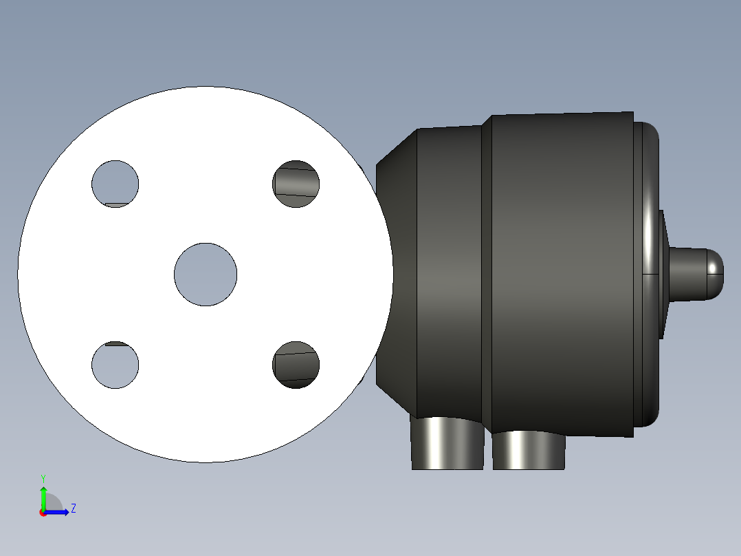 16DKOACCP NC 气动隔膜阀常闭，固定法兰，钻孔ANSI B16.5条款150 FF PVC-C左视图
