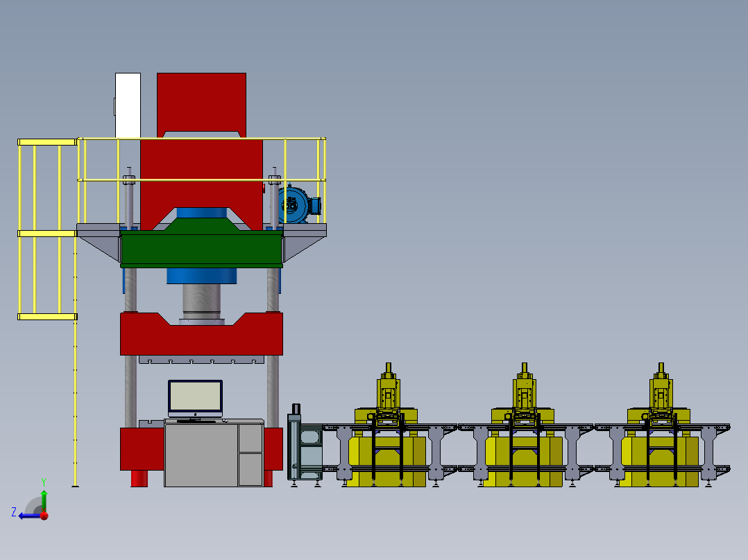 大吨位自动冲压生产线sw17可编辑右视图