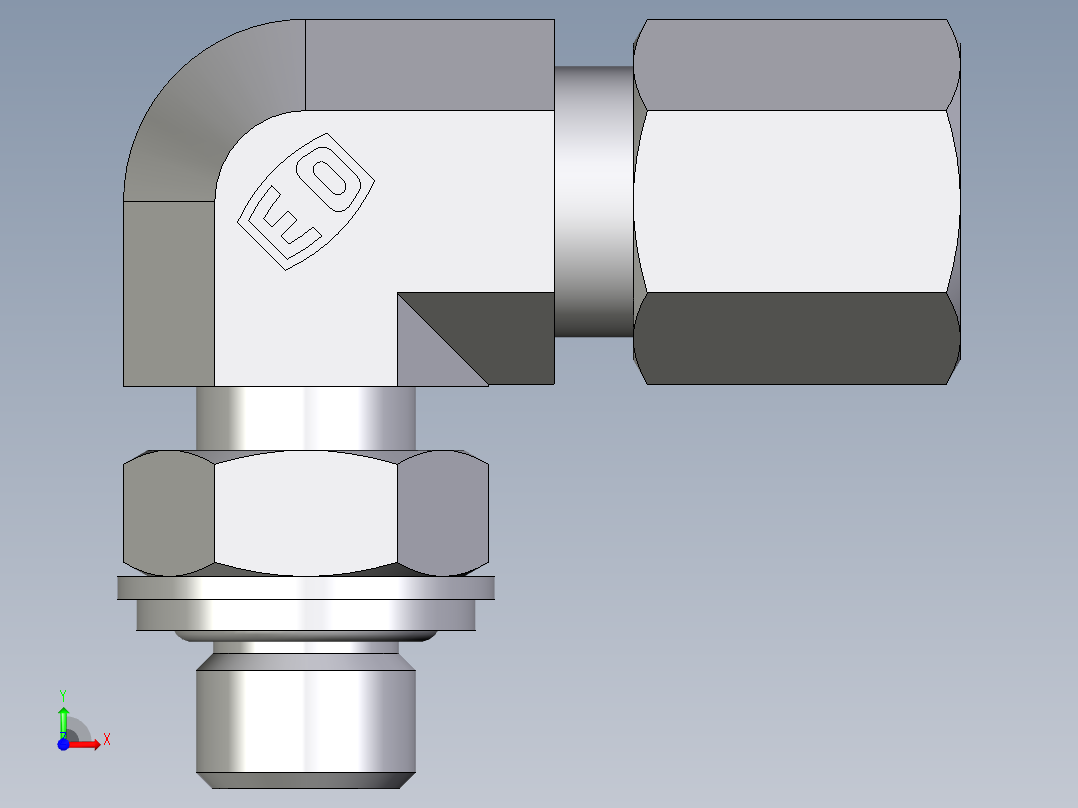 卡套式工业通用硬管接头EO_Adjustable_Locknut_elbow_WEE06LRCF前视图