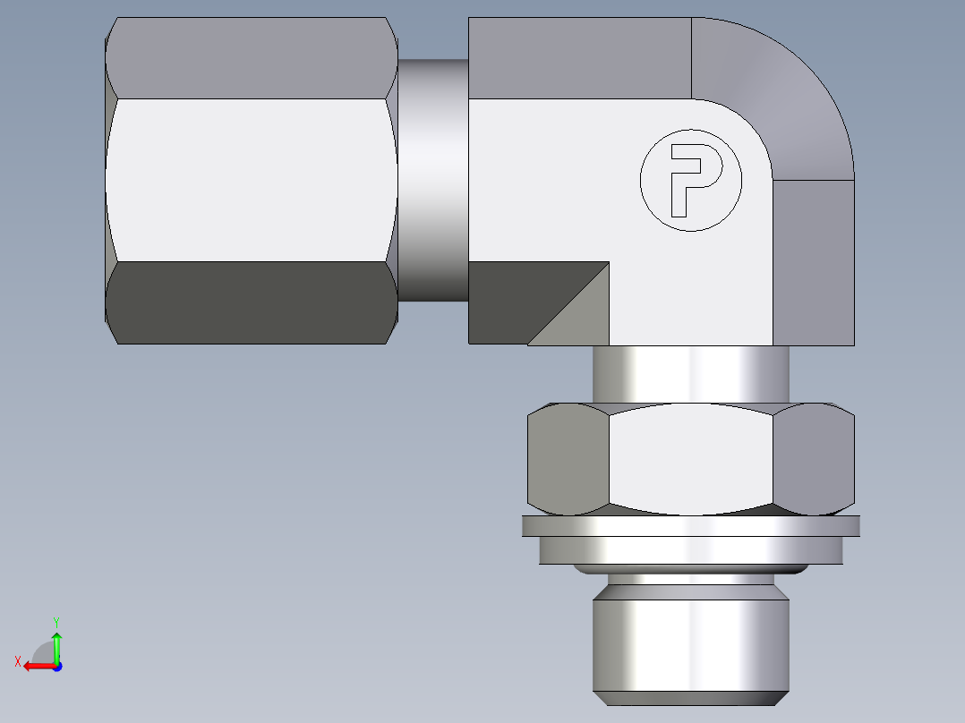 卡套式工业通用硬管接头EO_Adjustable_Locknut_elbow_WEE06LRCF后视图
