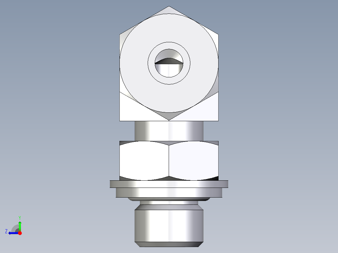 卡套式工业通用硬管接头EO_Adjustable_Locknut_elbow_WEE06LRCF右视图