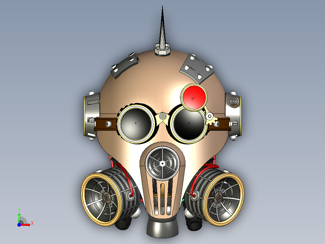 蒸汽朋克头盔前视图