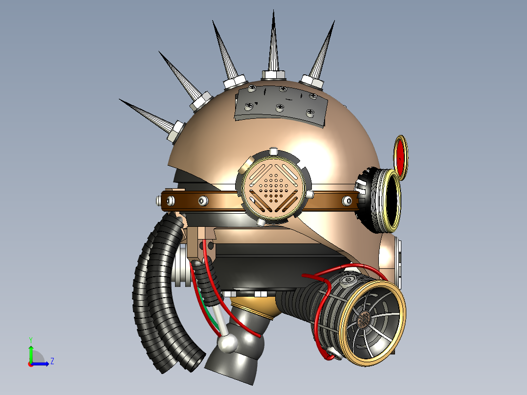 蒸汽朋克头盔左视图