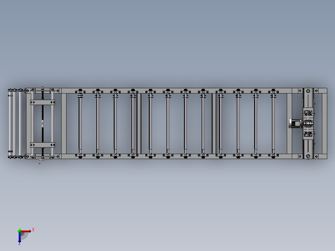 屋面板成型机、屋顶板辊成型机俯视图