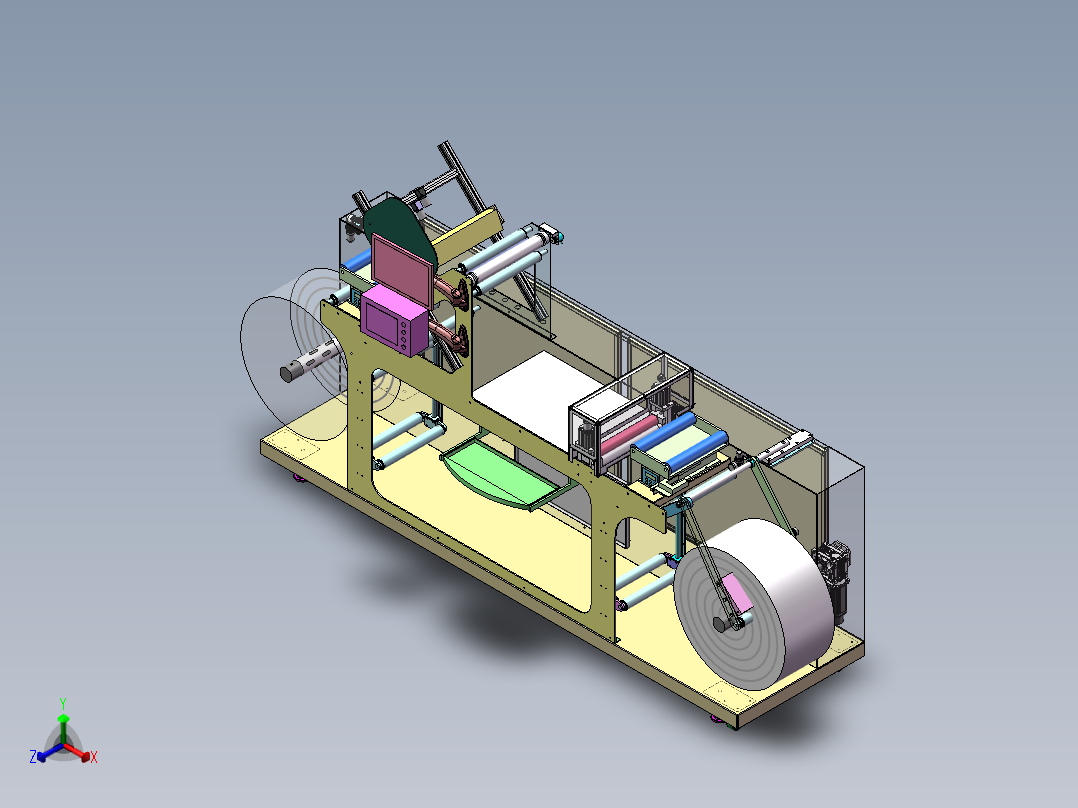 无纺布复卷检测机sw18可编辑正等轴测图