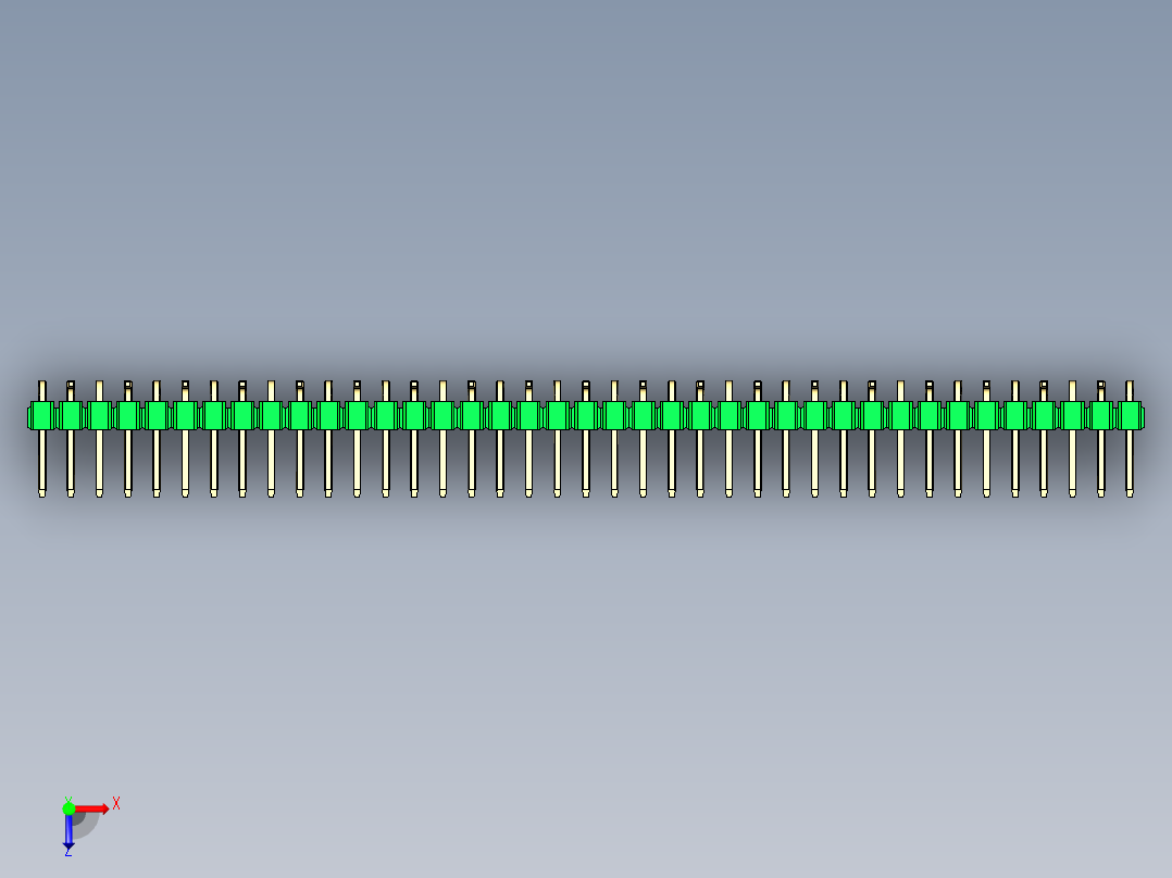 彩色公排针 100mil 2.54mm 系列-DS1022_green_39p_100mil_Type_SMT_R2_rev1.0俯视图