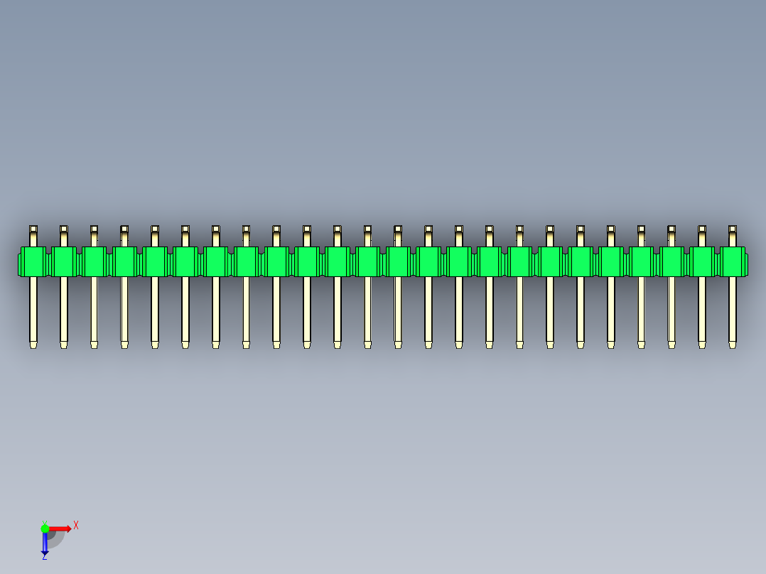 彩色公排针 100mil 2.54mm 系列-DS1022_green_48p_100mil_TypeSMT_rev1.0俯视图