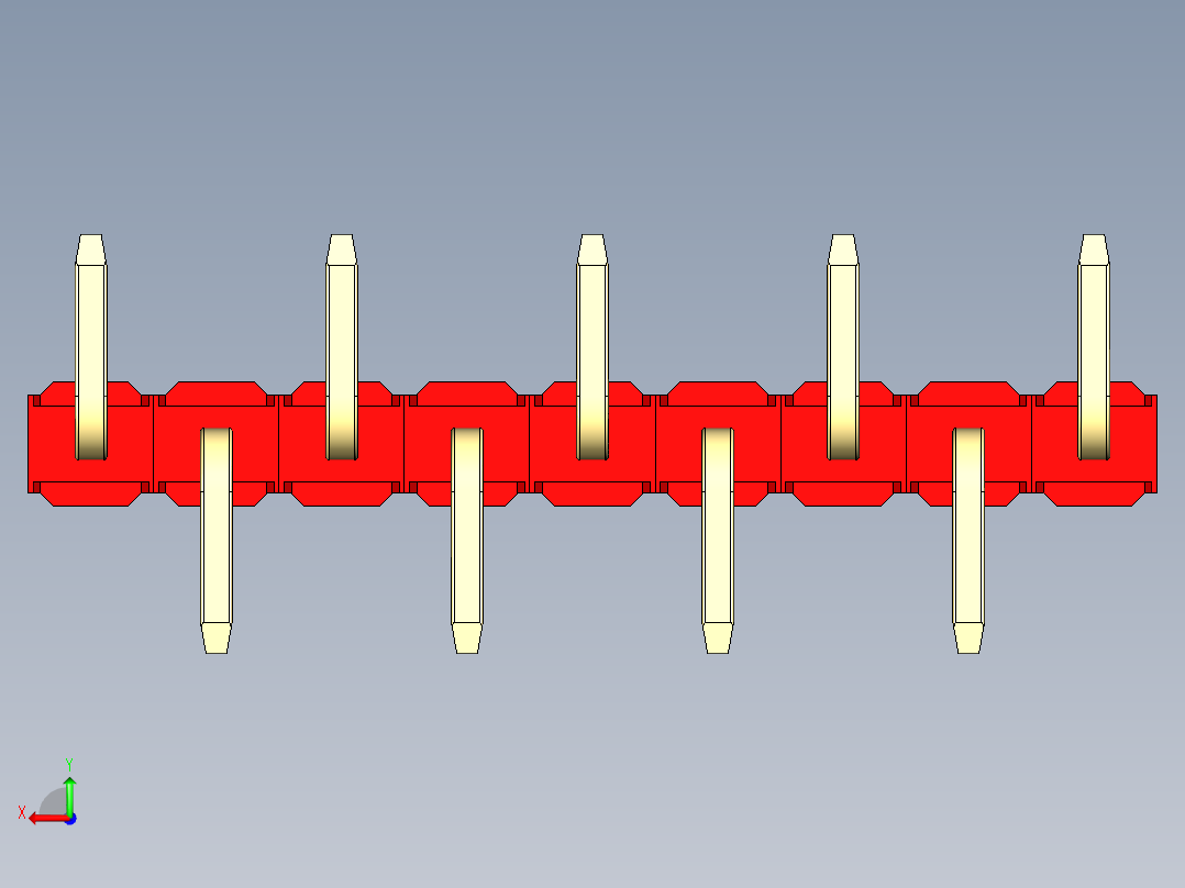 彩色公排针 100mil 2.54mm 系列-DS1022_red_09p_100mil_Type_SMT_R1_rev1.0后视图