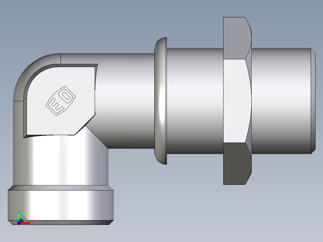 卡套式工业通用硬管接头EO_Bulkhead_elbow_WSV22LOMD71前视图