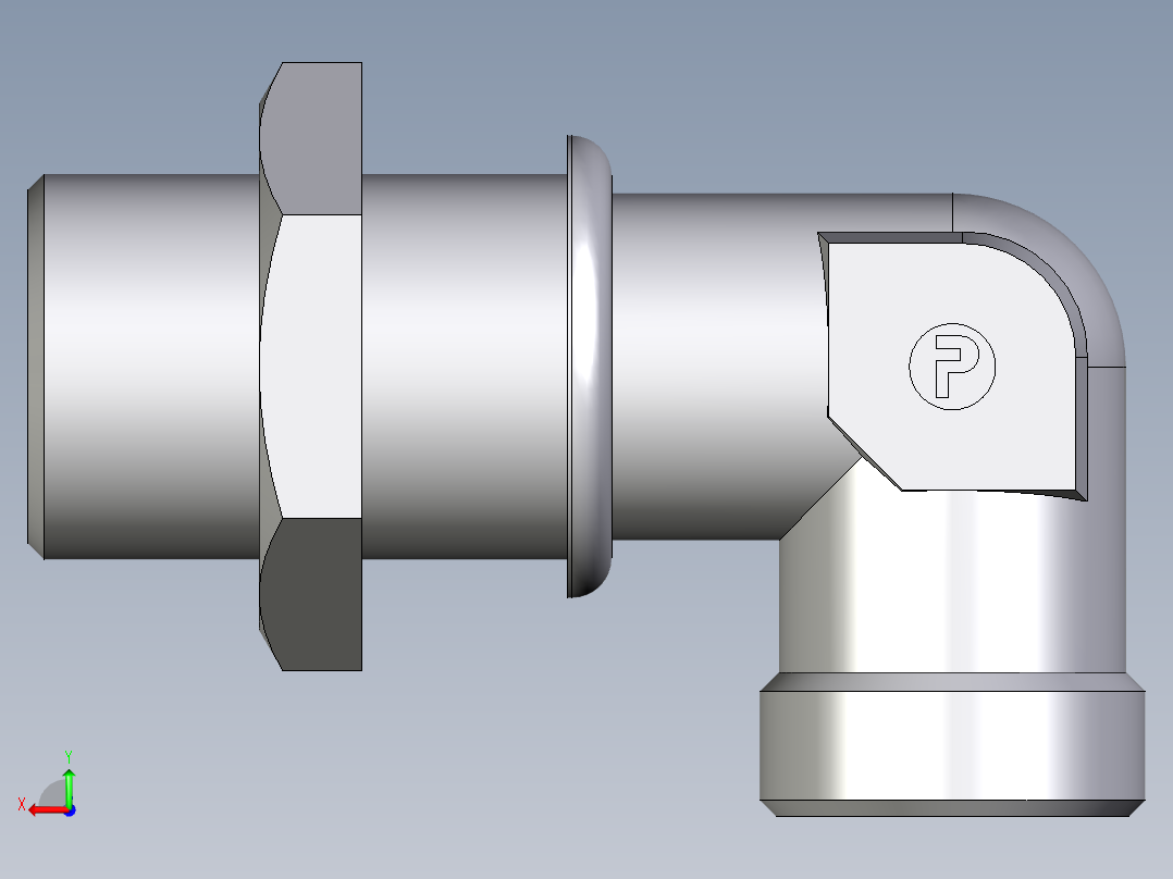 卡套式工业通用硬管接头EO_Bulkhead_elbow_WSV22LOMD71后视图