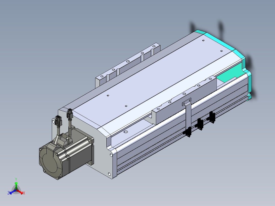 东锦丝杆传动-直线滑台模组DH210-C-L10-S50-BC-P750W-C3正等轴测图