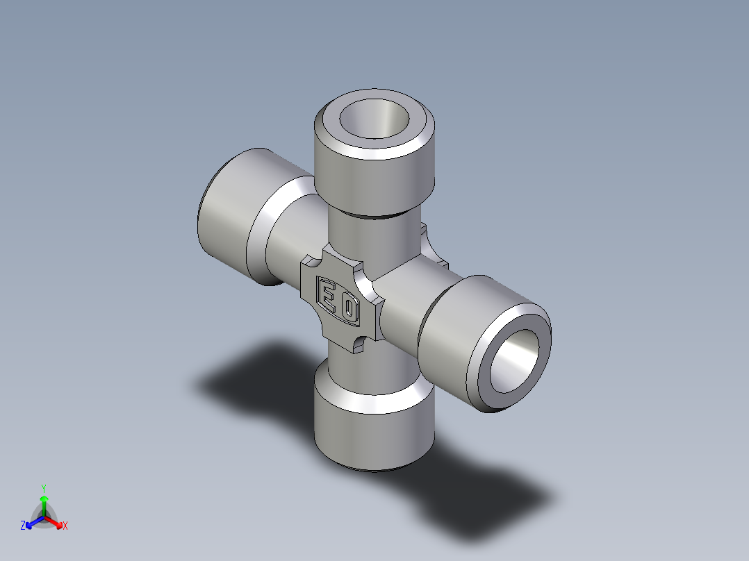 卡套式工业通用硬管接头EO_Union_cross_K06SCFX正等轴测图
