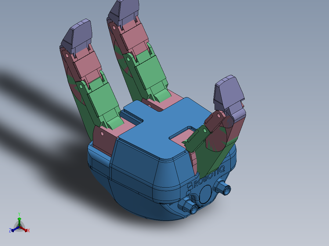 三指自适应<span style='color: red'>机器人</span>手爪夹持器3D图纸 Solidworks设计 附STEP