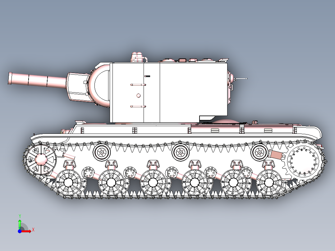 KV-2重型坦克(可驱动约束)前视图