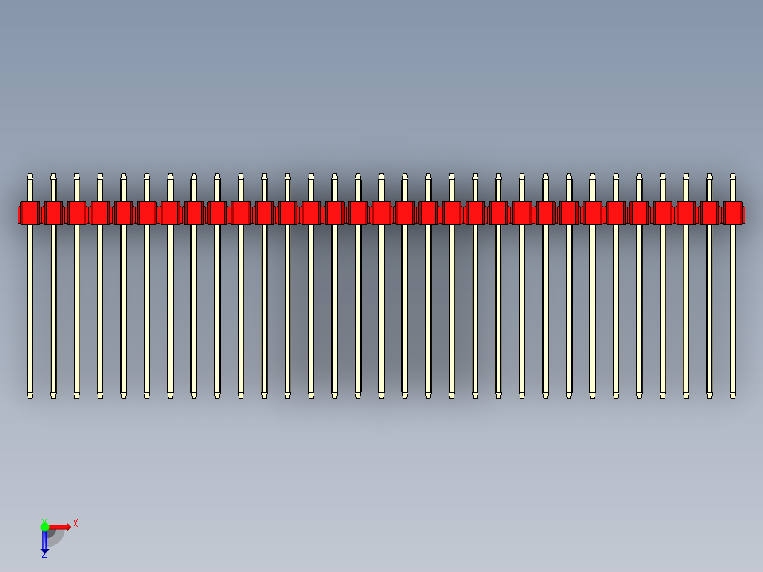 彩色公头100mil（2.54mm）系列-DS1021_red_3x31p_100mil_Type19_rev1.0俯视图