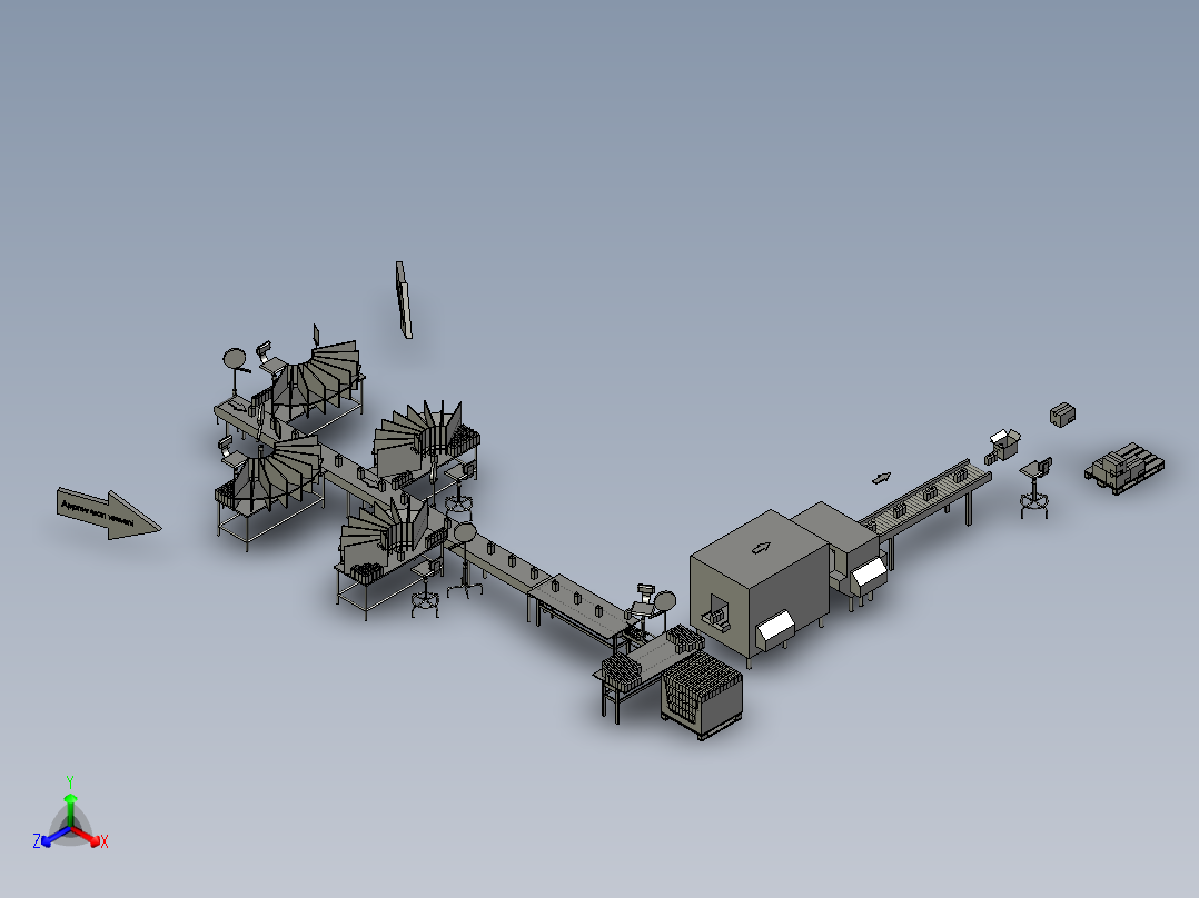 手工包装生产线正等轴测图