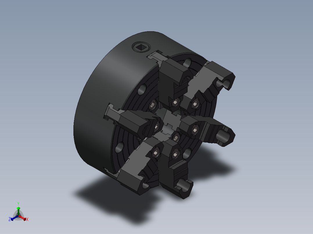 六爪卡盘正等轴测图
