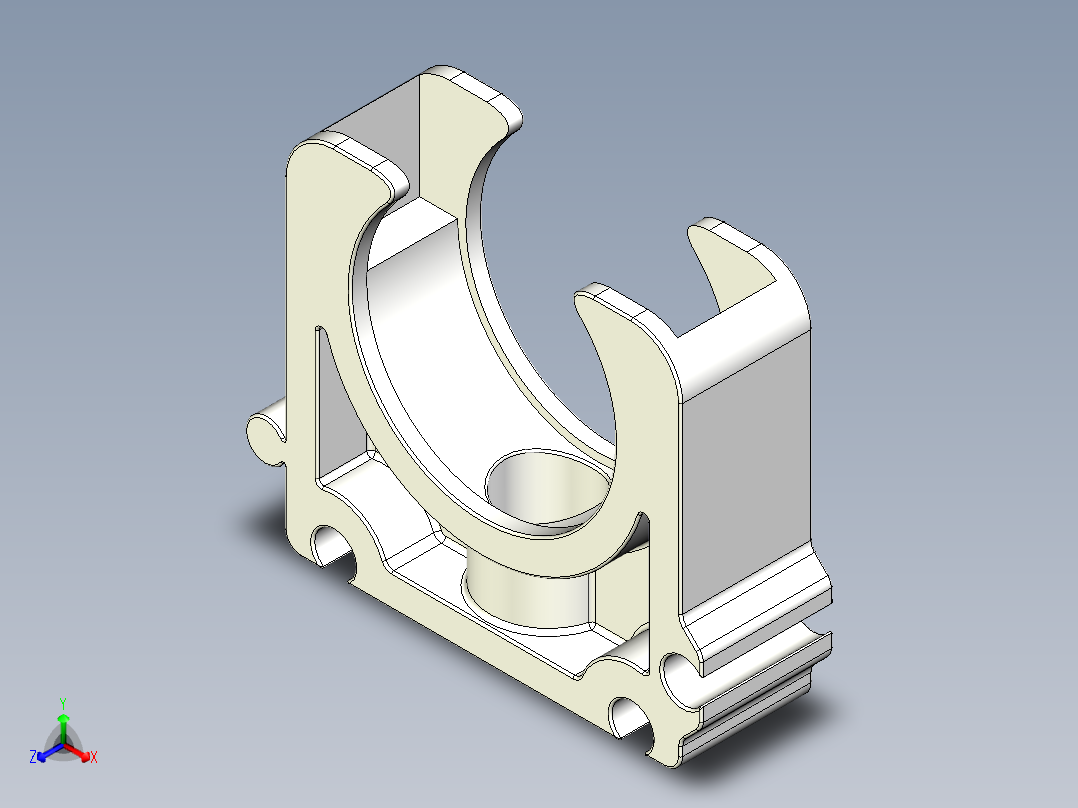 32mm白色PVC管夹正等轴测图
