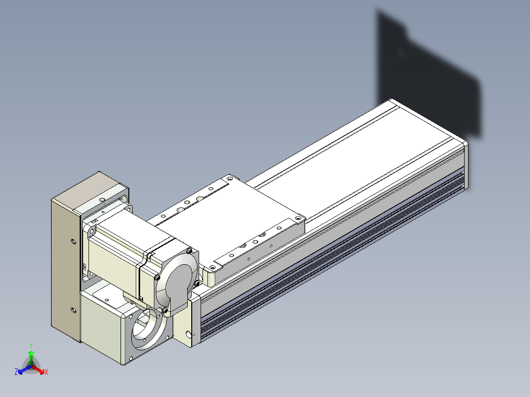 同步带全封闭直线模组TPA-HCB-105D-90-L150-LU-Y-P20-N3正等轴测图