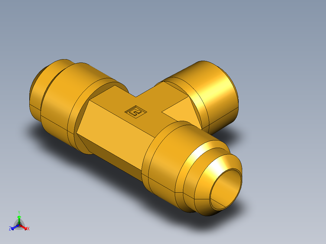扩口式工业通用硬管接头Male Branch Tee 145F-8-6正等轴测图
