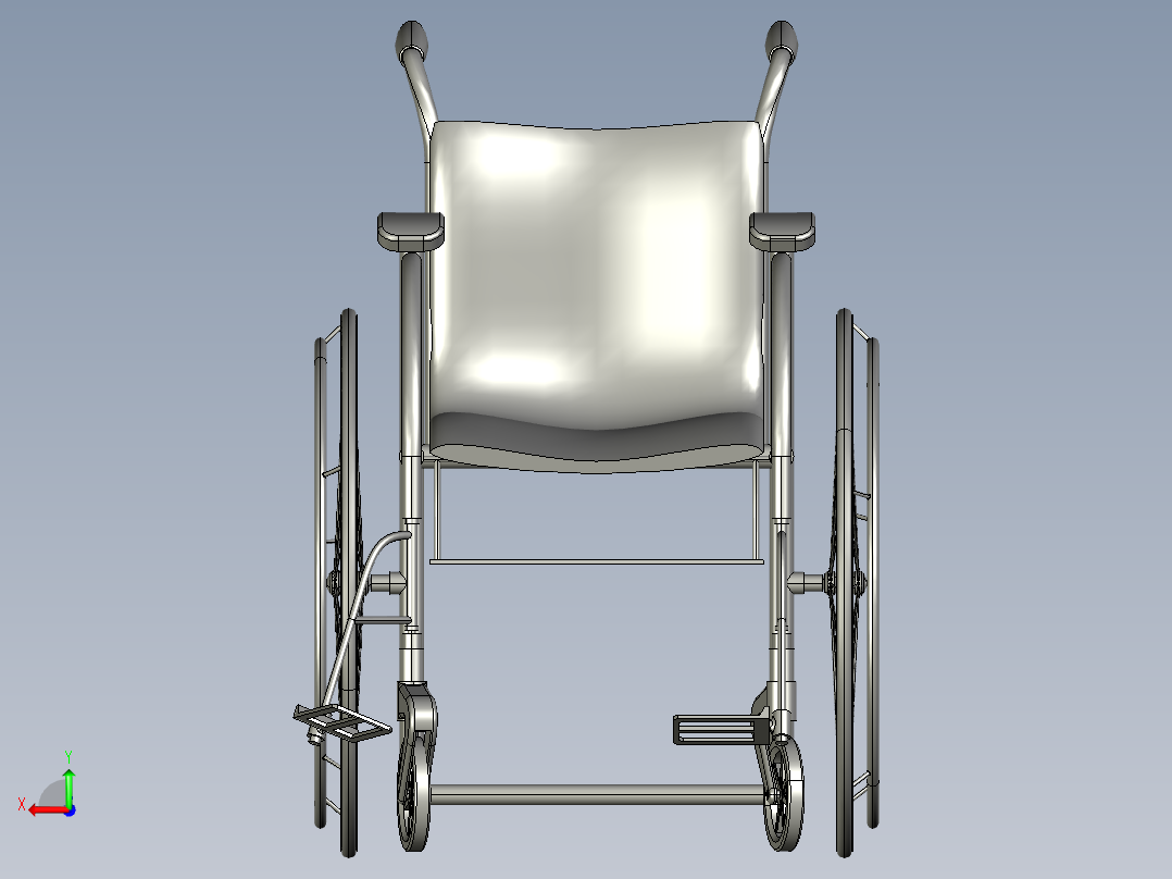 轮椅 3D模后视图