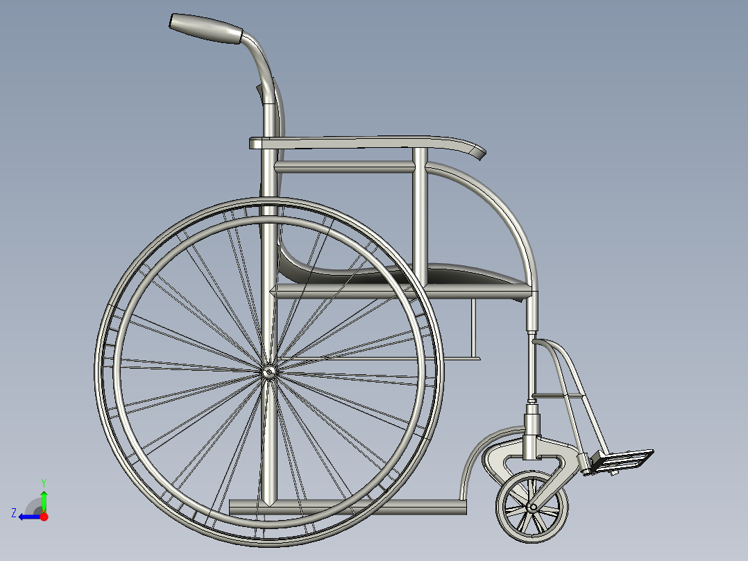 轮椅 3D模右视图