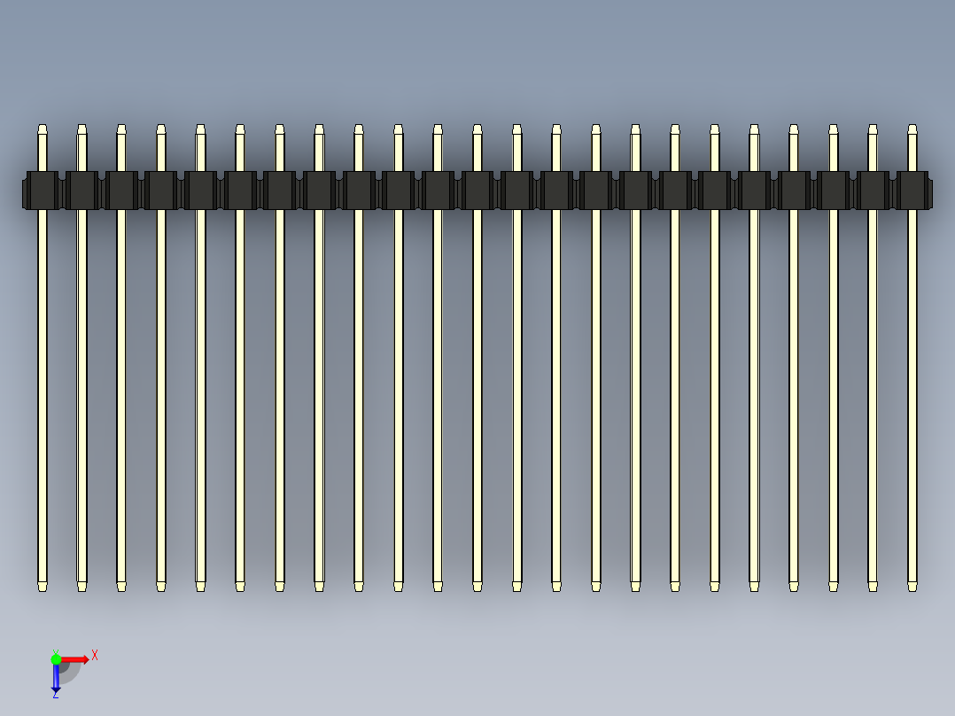 彩色公头100mil（2.54mm）系列-DS1021_black_3x23p_100mil_Type43_rev1.0俯视图