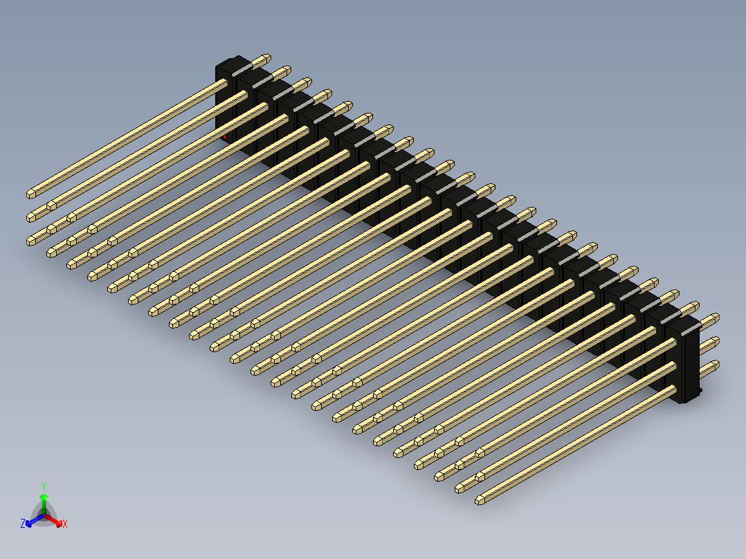 彩色公头100mil（2.54mm）系列-DS1021_black_3x23p_100mil_Type43_rev1.0正等轴测图
