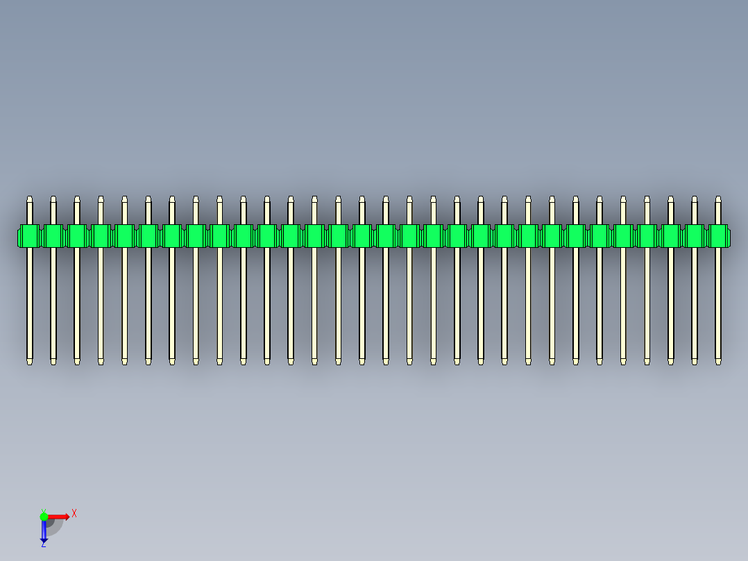 彩色公头100mil（2.54mm）系列-DS1021_green_3x30p_100mil_Type5_rev1.0俯视图