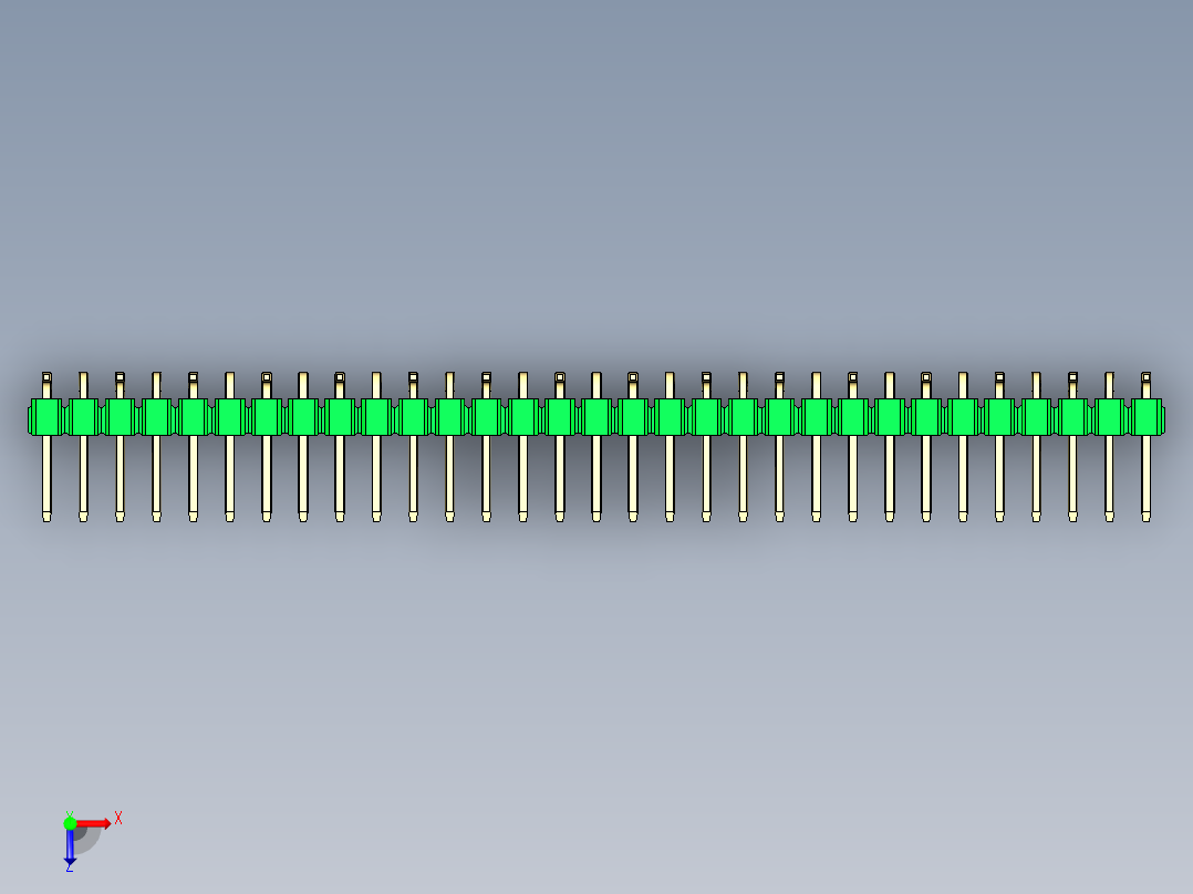 彩色公排针 100mil 2.54mm 系列-DS1022_green_31p_100mil_Type_SMT_R1_rev1.0俯视图