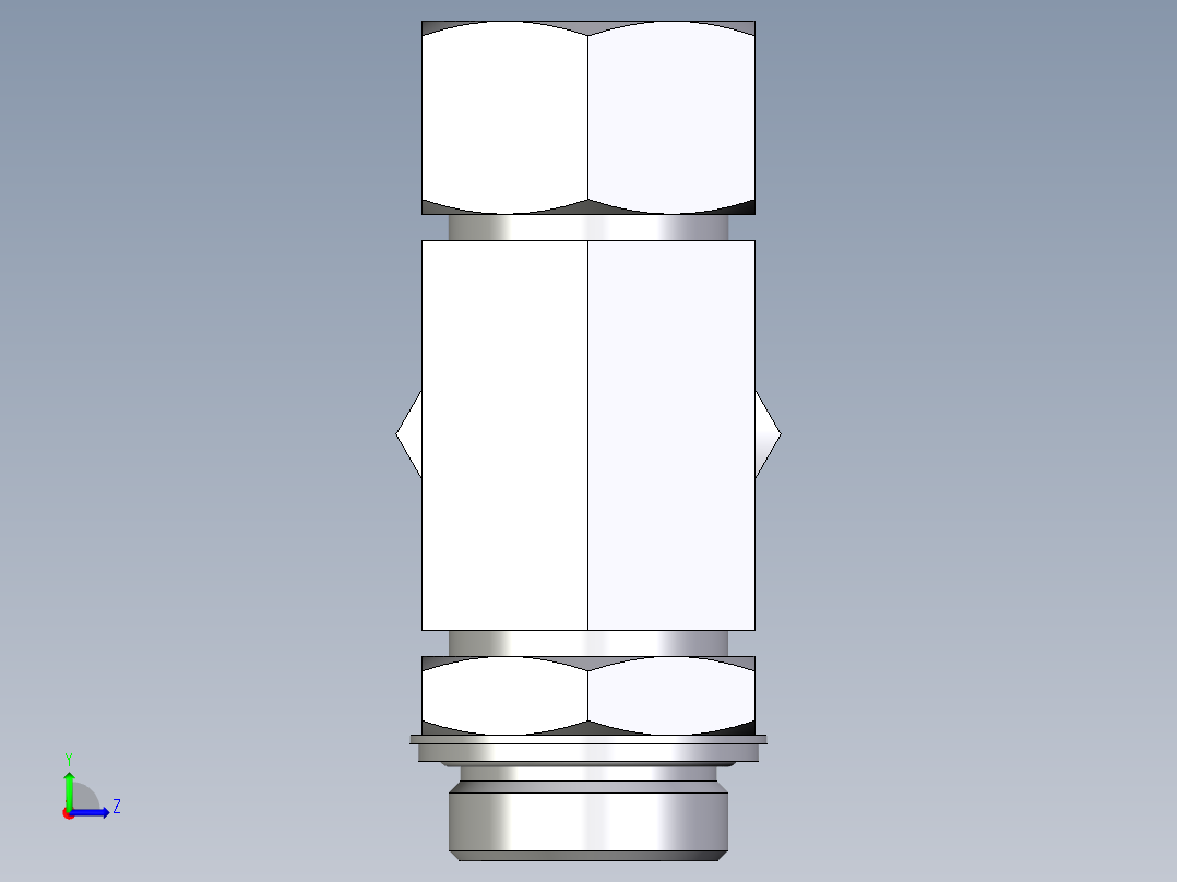 卡套式工业通用硬管接头EO_Adjustable_locknut_run_tee_LEE30SRCF左视图