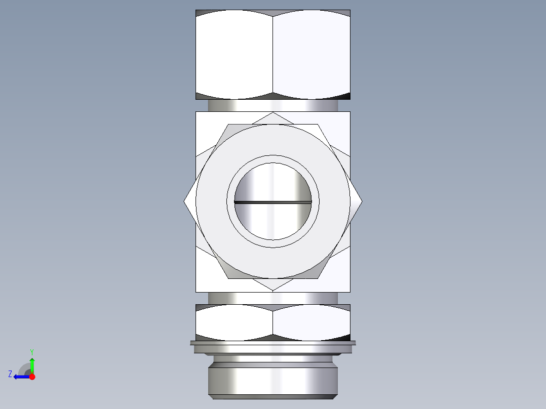 卡套式工业通用硬管接头EO_Adjustable_locknut_run_tee_LEE30SRCF右视图