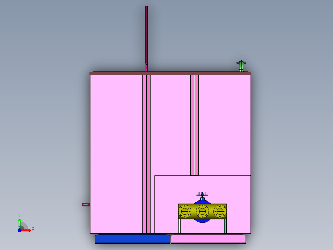 液罐汽车方形罐前视图
