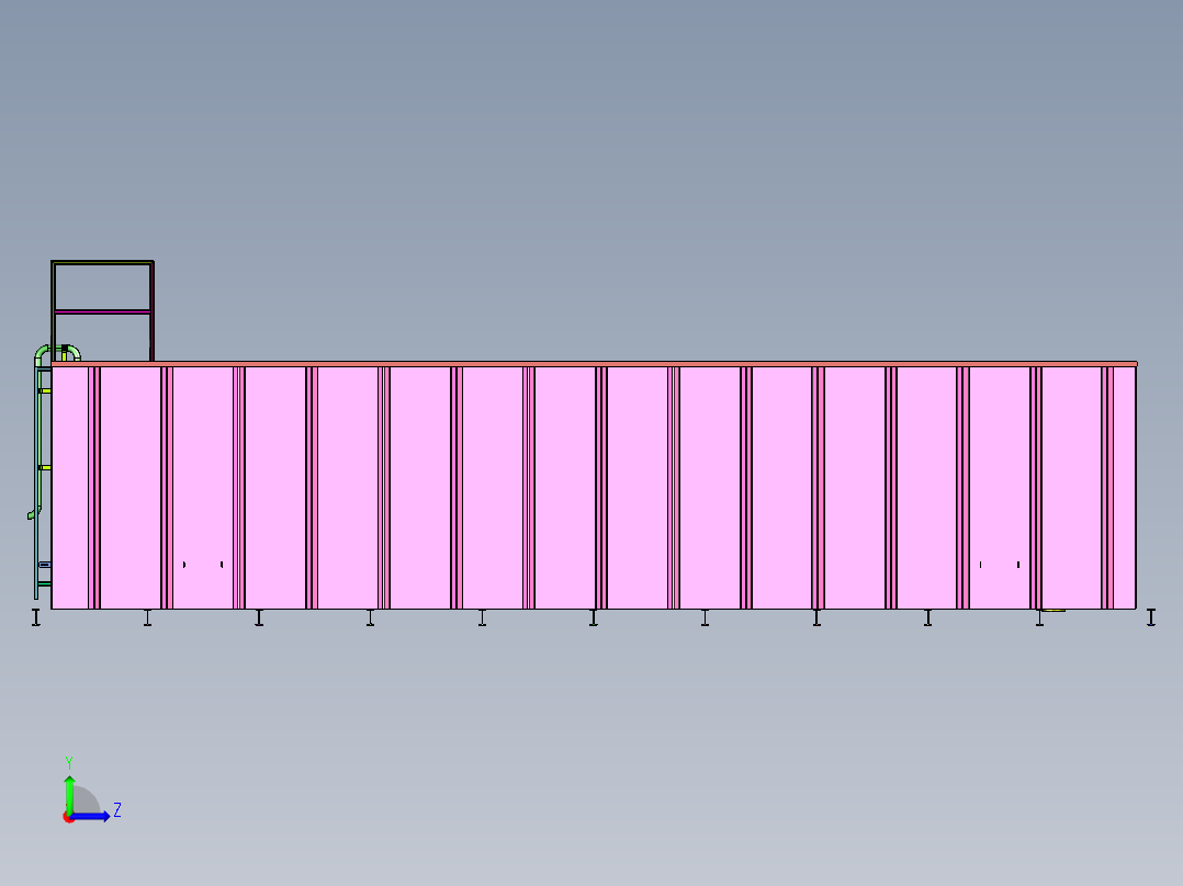 液罐汽车方形罐左视图