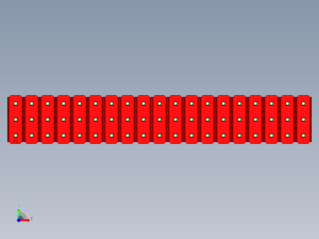 彩色公头100mil（2.54mm）系列-DS1021_red_3x19p_100mil_Type43_rev1.0前视图