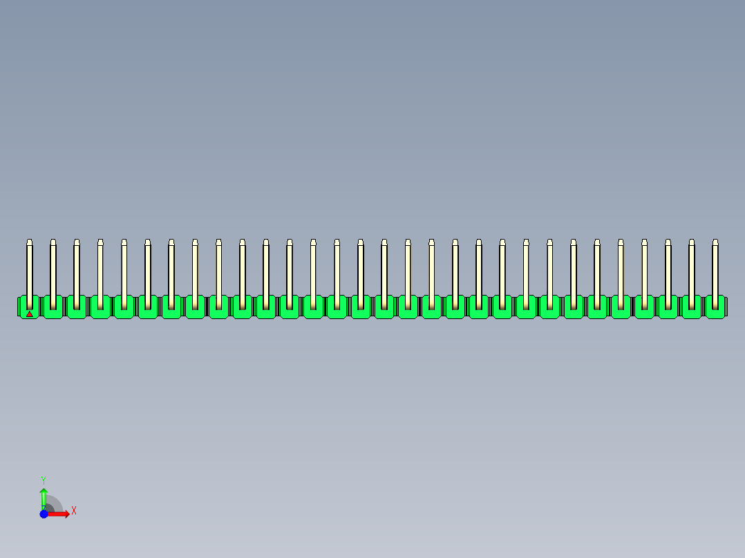 彩色公排针 100mil 2.54mm 系列-DS1022_green_30p_100mil_TypeU_rev1.0前视图