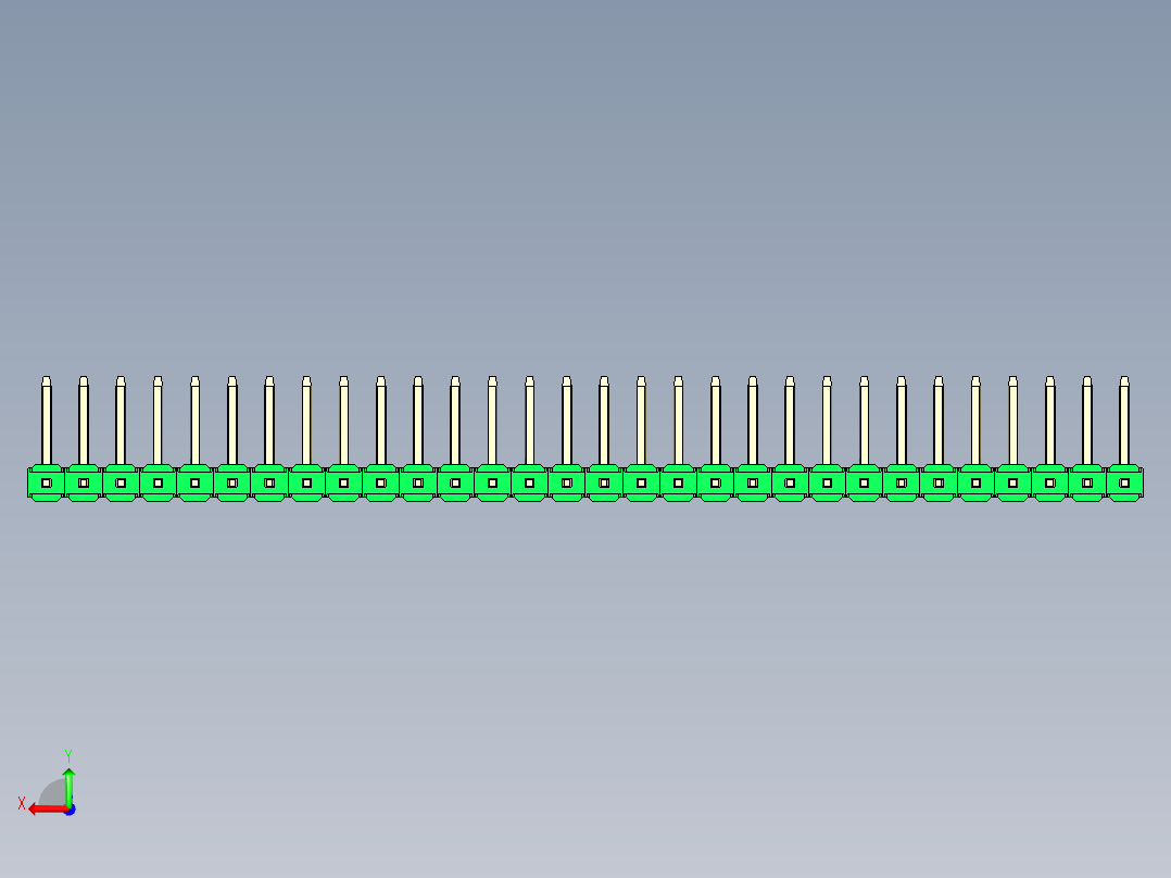彩色公排针 100mil 2.54mm 系列-DS1022_green_30p_100mil_TypeU_rev1.0后视图