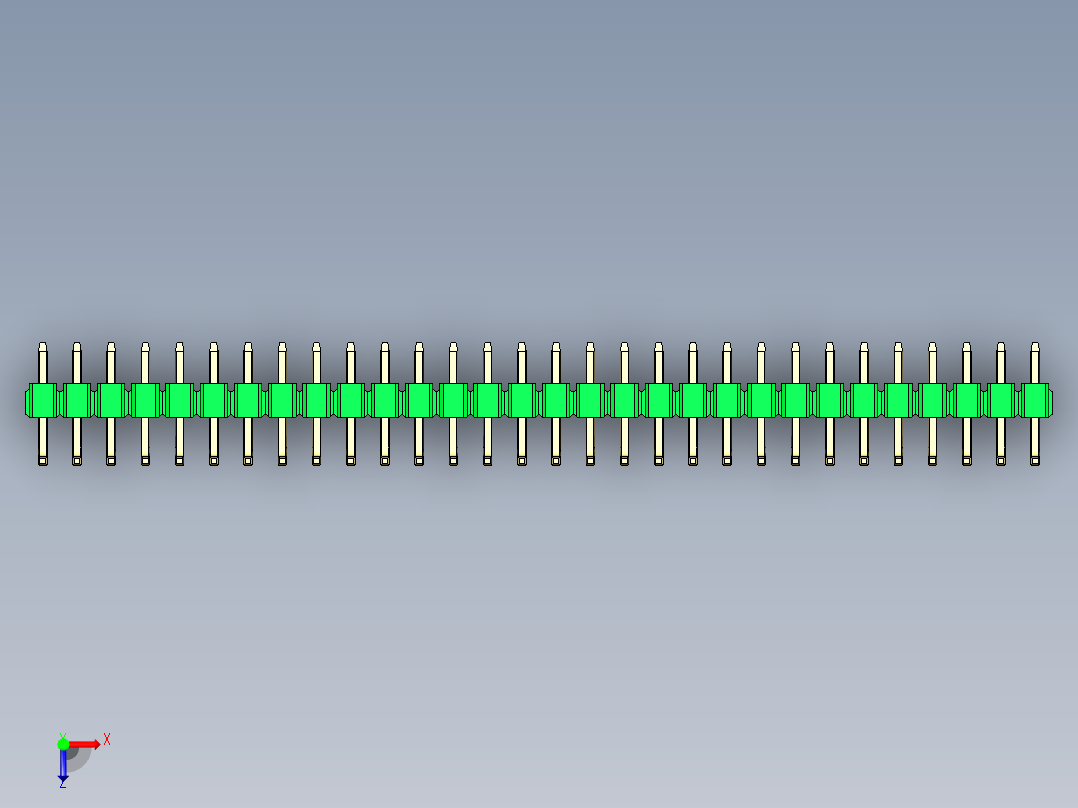 彩色公排针 100mil 2.54mm 系列-DS1022_green_30p_100mil_TypeU_rev1.0俯视图