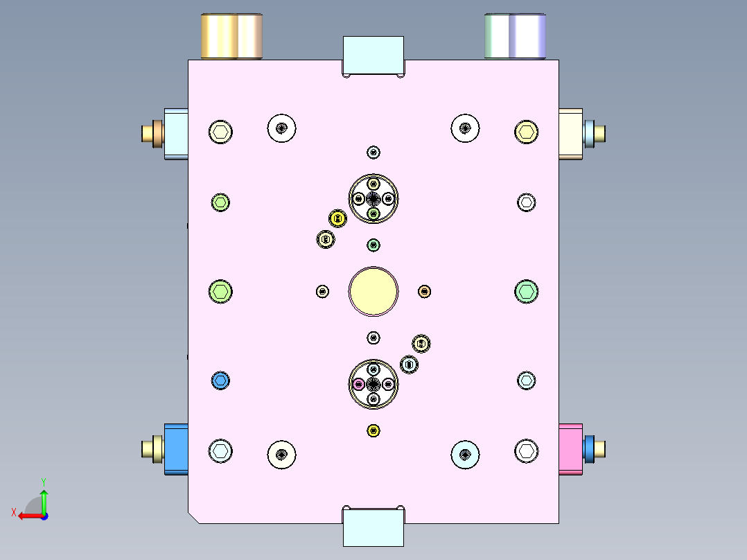 果盘底壳（斜顶走运水+二次顶出）后视图