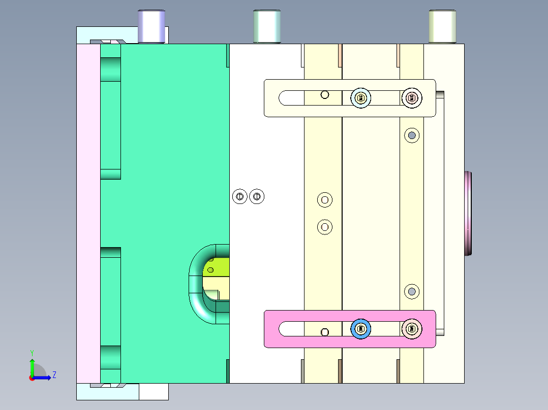 果盘底壳（斜顶走运水+二次顶出）左视图