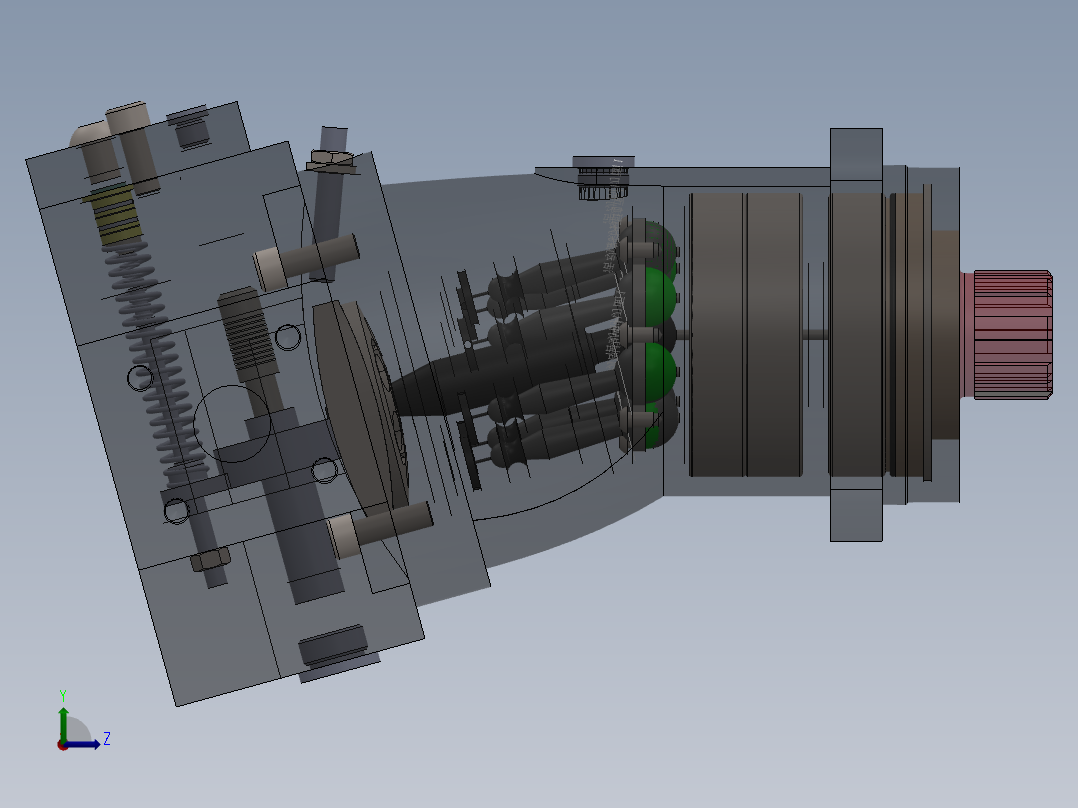 1G010--A2F斜轴式轴向柱塞泵毕业设计左视图