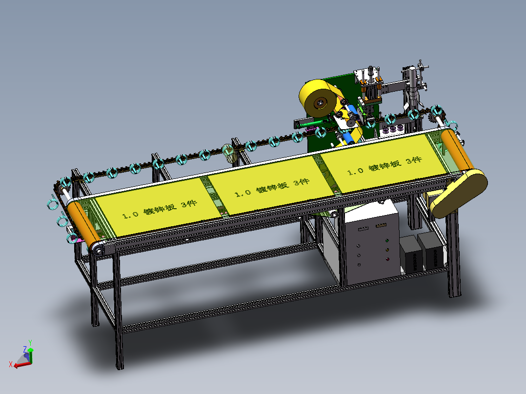 流水线鲜花自动套袋机（sw18可编辑+cad+bom）