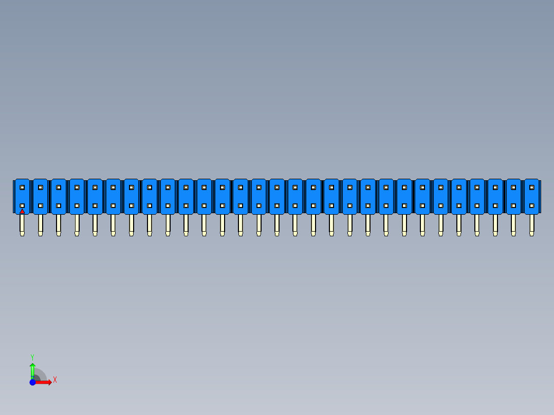 彩色公排针 100mil 2.54mm 系列-DS1022_blue_2x29p_100mil_TypeD_rev1.0前视图